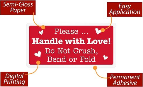 SmartSign Please Handle with Care Stickers - 2 x 4 inch, 100 / Roll, Do Not Bend Crush Or Fold Shipping Label, Semi-Gloss Paper, Permanent Adhesive, White on Red in Saudi Arabia