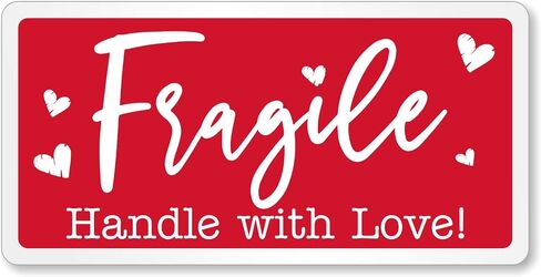 SmartSign Please Handle with Care Stickers - 2 x 4 inch, 100 / Roll, Do Not Bend Crush Or Fold Shipping Label, Semi-Gloss Paper, Permanent Adhesive, White on Red in Saudi Arabia