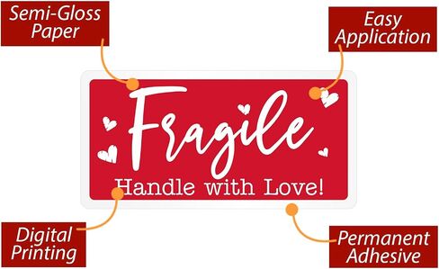 SmartSign Please Handle with Care Stickers - 2 x 4 inch, 100 / Roll, Do Not Bend Crush Or Fold Shipping Label, Semi-Gloss Paper, Permanent Adhesive, White on Red in Saudi Arabia