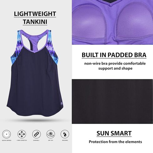 طقم ملابس سباحة قصيرة تانكيني للنساء من ZeroXposur - بدلات استحمام تانكيني للنساء مع شورت سباحة in Kuwait