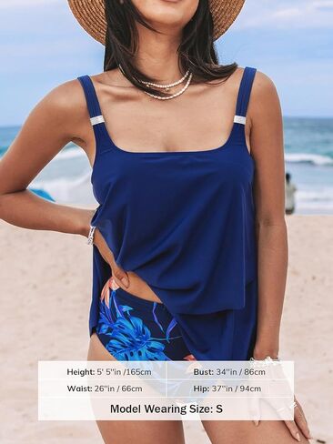 CUPSHE Women's Tankini Set Two Piece Swimsuit High Waisted Square Neck Ruffle Wide Adjustable Straps in Saudi Arabia