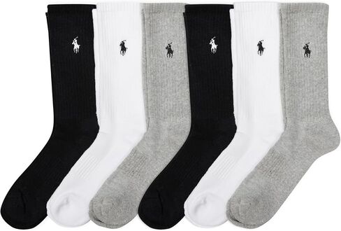 Polo Ralph Lauren womens Performance Cotton Crew Socks - 6 Pair Pack - Breathable Mesh & Sport Cushioning in Saudi Arabia