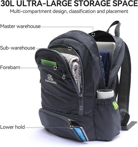 KANJISAURS 30L Lightweight Tavel Backpack Waterproof Anti-theft Hiking Backpack Foldable Camping Daypack Day Pack for Men Women Cycling, Hiking, Camping,Vacation in Saudi Arabia