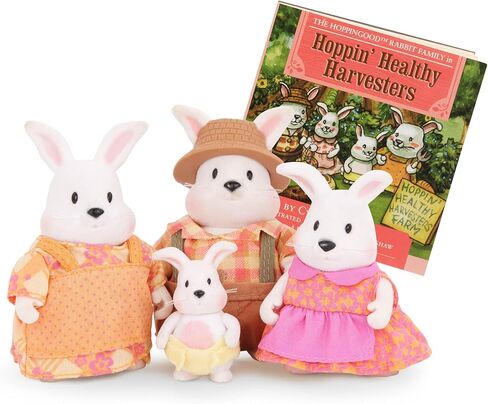 Li'l Woodzeez – Hoppingoods Rabbit Family – Set of 4 Collectible Posable Bunny Figures with Storybook – Pretend Play Doll Figures – Gift Toy for Kids Age 3+ in Saudi Arabia