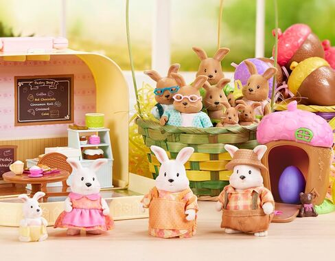 Li'l Woodzeez – Hoppingoods Rabbit Family – Set of 4 Collectible Posable Bunny Figures with Storybook – Pretend Play Doll Figures – Gift Toy for Kids Age 3+ in Saudi Arabia