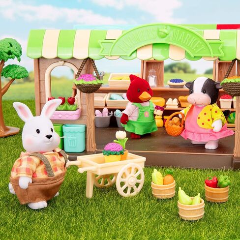 Li'l Woodzeez – Hoppingoods Rabbit Family – Set of 4 Collectible Posable Bunny Figures with Storybook – Pretend Play Doll Figures – Gift Toy for Kids Age 3+ in Saudi Arabia