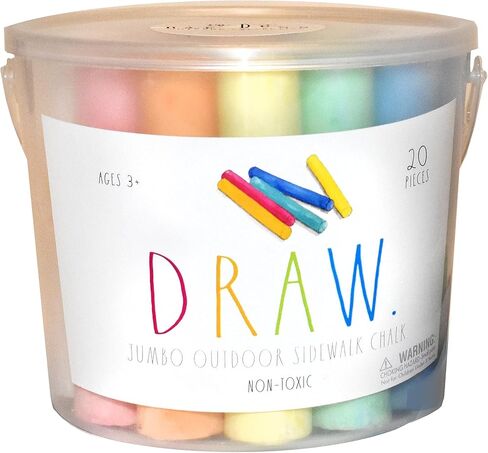 Rae Dunn x CocoNut Outdoor Jumbo Outdoor Sidewalk Chalk for Kids - DRAW Theme - 20 Pieces, Non-Toxic, Washable Jumbo Chalk - Create Colorful Artwork on the Sidewalk or Chalkboard, For Kids Ages 3+ in Saudi Arabia