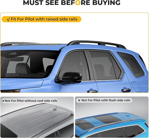 BougeRV Roof Rack Cross Bars Compatible with Honda Pilot 2023 2024 Sport TrailSport Touring Elite with Raised Rails, Lockable Aluminum Crossbar Replacement for Kayak Luggage Ski(Not for LX & EX-L) in Kuwait