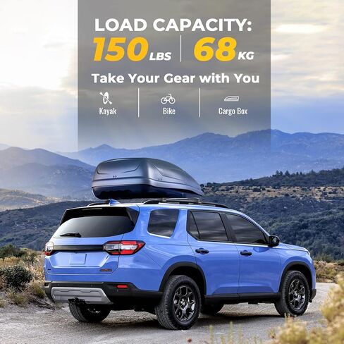 BougeRV Roof Rack Cross Bars Compatible with Honda Pilot 2023 2024 Sport TrailSport Touring Elite with Raised Rails, Lockable Aluminum Crossbar Replacement for Kayak Luggage Ski(Not for LX & EX-L) in Kuwait