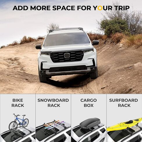 BougeRV Roof Rack Cross Bars Compatible with Honda Pilot 2023 2024 Sport TrailSport Touring Elite with Raised Rails, Lockable Aluminum Crossbar Replacement for Kayak Luggage Ski(Not for LX & EX-L) in Kuwait