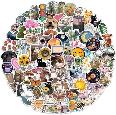 100 قطعة من ملصقات زجاجات المياه من SEEYEON، تصميمات لطيفة للأطفال والمراهقين، ملصقات جمالية ملصقات فينيل مقاومة للماء للهاتف المحمول وزجاجة المياه in Kuwait