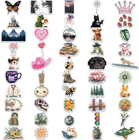 100 قطعة من ملصقات زجاجات المياه من SEEYEON، تصميمات لطيفة للأطفال والمراهقين، ملصقات جمالية ملصقات فينيل مقاومة للماء للهاتف المحمول وزجاجة المياه in Kuwait