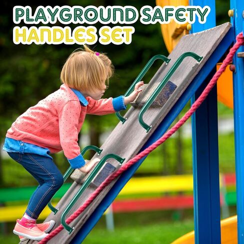 Dunzy 10 Pcs 17.72 Inch Playground Accessories Metal Safety Handles with Screw Playground Handles Playground Safety Handles Playhouse Accessories for Swing Set Treehouse Playground (Green) in Saudi Arabia