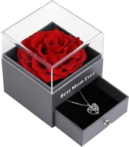 Ocosy Preserved Real Rose with Mom Silver-Tone Necklace Love You in 100 Languages Gifts for Mom Women Her Wife Girlfriend Birthday/Valentines Day/Christmas Mothers Day Gifts in Saudi Arabia