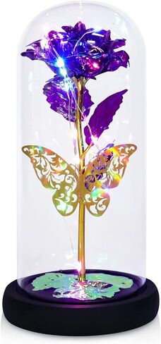 هدايا جالاكسي روز لها، زهرة ورد صناعية ملونة، وردة في قبة زجاجية، هدايا وردة مضيئة للأم والابنة والجدة والزوجة والصديقة، هدية عيد الحب وعيد الميلاد وعيد الميلاد in Kuwait