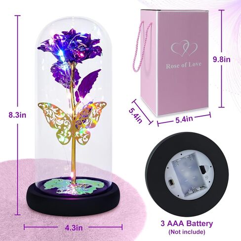 هدايا جالاكسي روز لها، زهرة ورد صناعية ملونة، وردة في قبة زجاجية، هدايا وردة مضيئة للأم والابنة والجدة والزوجة والصديقة، هدية عيد الحب وعيد الميلاد وعيد الميلاد in Kuwait