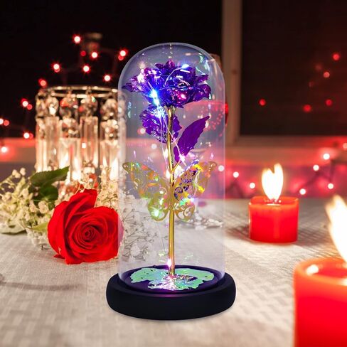هدايا جالاكسي روز لها، زهرة ورد صناعية ملونة، وردة في قبة زجاجية، هدايا وردة مضيئة للأم والابنة والجدة والزوجة والصديقة، هدية عيد الحب وعيد الميلاد وعيد الميلاد in Kuwait