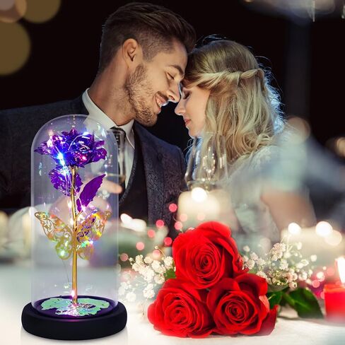 هدايا جالاكسي روز لها، زهرة ورد صناعية ملونة، وردة في قبة زجاجية، هدايا وردة مضيئة للأم والابنة والجدة والزوجة والصديقة، هدية عيد الحب وعيد الميلاد وعيد الميلاد in Kuwait