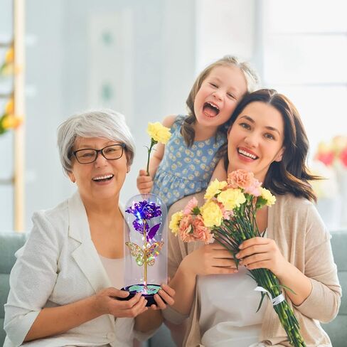 هدايا جالاكسي روز لها، زهرة ورد صناعية ملونة، وردة في قبة زجاجية، هدايا وردة مضيئة للأم والابنة والجدة والزوجة والصديقة، هدية عيد الحب وعيد الميلاد وعيد الميلاد in Kuwait