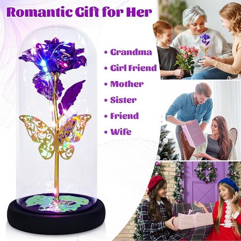هدايا جالاكسي روز لها، زهرة ورد صناعية ملونة، وردة في قبة زجاجية، هدايا وردة مضيئة للأم والابنة والجدة والزوجة والصديقة، هدية عيد الحب وعيد الميلاد وعيد الميلاد in Kuwait