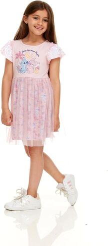 Disney Stitch & Angel Sequin Sleeve Tulle Dress-Girls Sizes 2-6x in Saudi Arabia