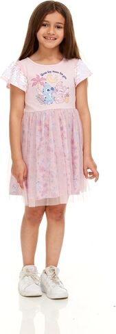 Disney Stitch & Angel Sequin Sleeve Tulle Dress-Girls Sizes 2-6x in Saudi Arabia