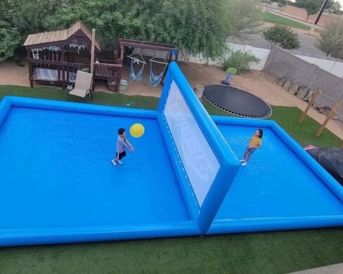 Toqko 33ft Inflatable Volleyball Pool Water Game Volleyball Net Backyard Beach Game with 800w Air Pump, Water Volleyball Field in Saudi Arabia