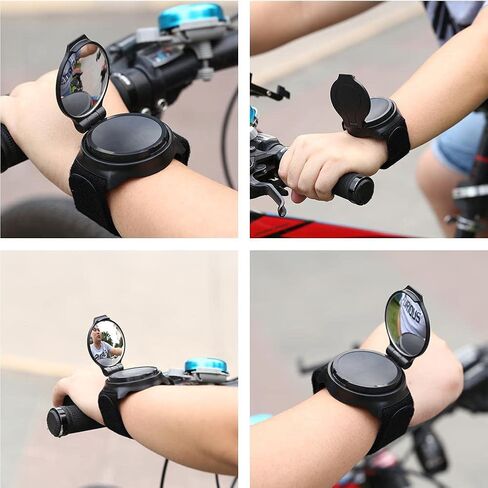 LIZHOUMIL مرآة الرؤية الخلفية للمعصم لسائقي الدراجات، زاوية واسعة لركوب الدراجات دراجة مرآة الرؤية الخلفية، حراس المعصم قابل للتعديل الأساور مرآة خلفية للطرق الجبلية في الهواء الطلق دراجة المعصم الفرقة مرآة الرؤية الخلفية in Kuwait