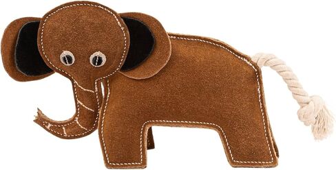 Frezco Elephant Dog Toy | Handmade with Natural Suede Leather | Ideal for Teething, Puppy, Small and Medium Dogs | 100% Stuffed with Coconut Fibres in Saudi Arabia
