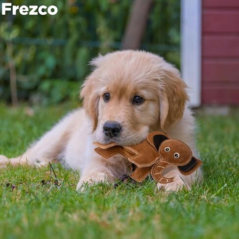 Frezco Elephant Dog Toy | Handmade with Natural Suede Leather | Ideal for Teething, Puppy, Small and Medium Dogs | 100% Stuffed with Coconut Fibres in Saudi Arabia
