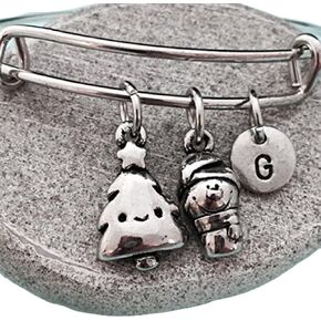 Christmas themed bangle, Christmas themed charm bracelet, expandable bangle, charm bangle, personalized bracelet, initial, monogram in Kuwait