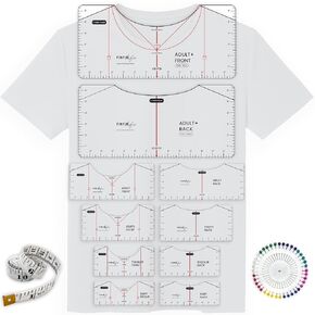 13pcs ترقية دليل حاكم XL Tshirt لمحاذاة الفينيل ، حاكم القميص الدقيق العالي ، الرقبة الدائرية والرقبة V ، أداة القياس ذات الأسلحة الثنائية متعددة الأغراض للأطفال شباب البالغين في الجبهة والخلف in Kuwait