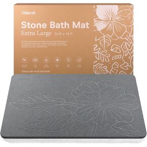 Extra Large Stone Bath Mat Large, 31.5'' x 19.7'' Diatomaceous Earth Non-Slip Stone Shower Mat, Super Absorbent Diatomite Stone Mats for Bathroom, Quick Drying, Easy to Clean (Dark Gray) in Saudi Arabia