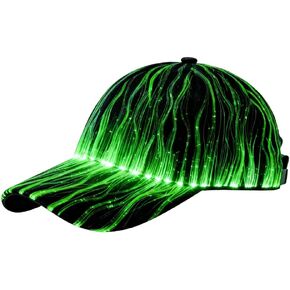 Curved LED Hat Rave Light Up Baseball Cap 7 Glowing Colors Fiber Optic Fabric Hat USB Rechargeable Black in Saudi Arabia