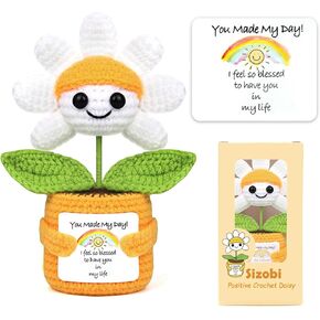 Sizobi Birthday Gifts for Mom from Daughter Son, Handmade Emotional Support Crochet Mini Daisy Gift for Mama Mother in Law Bonus Step, Funny I Love You Stocking Stuffers for Women Small Cute Decor in Kuwait