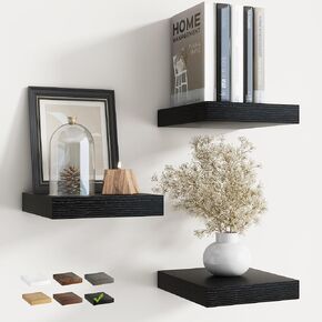 أرفف عائمة للجدار بأقواس غير مرئية، أرفف خشبية هندسية مثبتة على الحائط مع حبيبات خشبية لغرفة المعيشة والحمام وديكور المطبخ والتخزين، بلوط، مجموعة من 2 طول 48 بوصة، بني ريفي in Kuwait