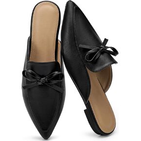 Womens Mules Flats Shoes 2026: Comfortable Pointed Toe Backless Loafers Bow Slip On Dressy Slides for Casual Business in Kuwait