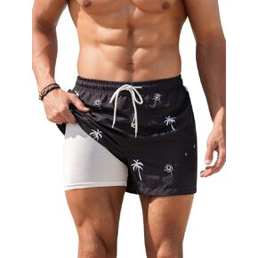 Men's Swim Trunks with Compression Liner Quick Dry Bathing Suits for Mens Board Shorts Swimwear in Saudi Arabia