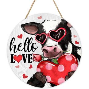 Valentines Day Front Door Sign, Colorful Love Hearts Kids Wood Hanger Outdoor Outside Porch Home Decor, Anniversary School Classroom Wooden Wreath Indoor Wall Hanging Decoration in Kuwait