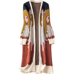 Milumia Women's Floral Knit Long Cardigan Sweaters Open Front Sweater Jackets Fall Outerwear in Saudi Arabia