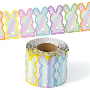 Beyumi Easter Bunny Lorder Trim - 65 قدمًا من عيد الفصح الأرنب المجسم المستقيم على التوالي المرفوف على الحدود القزحية. in Kuwait