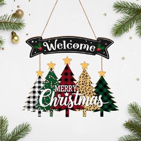 Merry Christmas Wreath Hanging Sign For Front Door, Wooden Welcome Sign With Christmas Tree For Festive Office Rustic Farmhouse Wall Window Decoration (Tree) in Saudi Arabia
