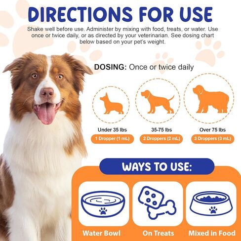 Collagen for Dogs 60ml, Liquid Dog Collagen Drops, Liquid Collagens for Dogs Joints, Skin & Coat, Support Dog Itchy Skin Relief & Digestive Health, Pet Supplement with Biotin,MSM&Ginger, Bacon Flavor in Kuwait