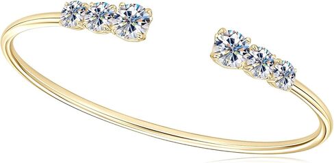 AINUOSHI 0.5/0.6/1 Carat Moissanite Bangle Bracelet for Women, Gold Plated Sterling Silver Adjustable Open Cuff Bracelet, Anniversary New Year Birthday Gifts for Daughter Mothers in Saudi Arabia