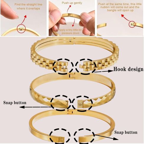 Gold Chain Link Bracelets for Women, Roman Numeral Bangle with Black Circle Charm, Lightweight Everyday Wear Jewelry Set, 3 Piece in Saudi Arabia