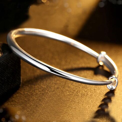 925 Sterling Silver Plated Bangle Bracelets for Women,925 Silver Cuff Bangles for Women Mom Wife Valentine Mothers Day Gift Fashion Jewelry in Saudi Arabia