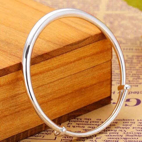 925 Sterling Silver Plated Bangle Bracelets for Women,925 Silver Cuff Bangles for Women Mom Wife Valentine Mothers Day Gift Fashion Jewelry in Saudi Arabia