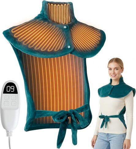 وسادة تدفئة كهربائية للرقبة والكتفين، وسادة تدفئة للظهر مع 9 مستويات للحرارة، مؤقت تلقائي، غلاف حراري محمول للرقبة والكتف والظهر للنساء والرجال، رمادي مريح in Kuwait