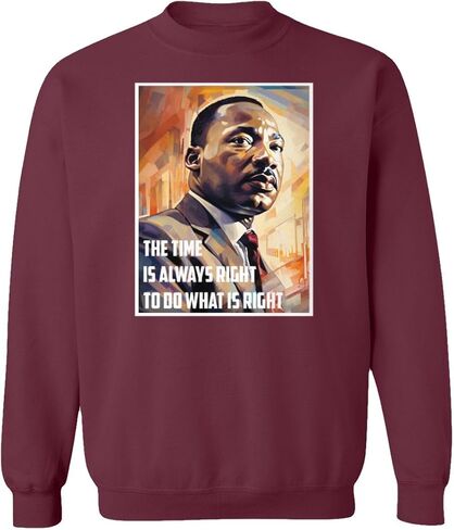 الوقت المناسب لفعل ما هو صحيح سويت شيرت برقبة دائرية للجنسين للاحتفال بيوم MLK in Kuwait