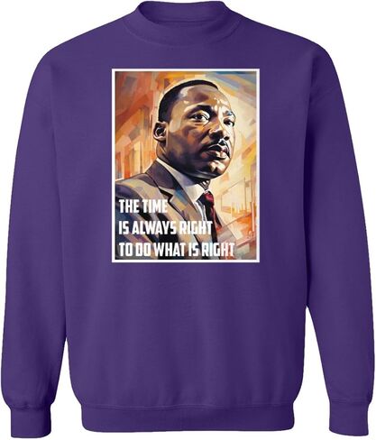 الوقت المناسب لفعل ما هو صحيح سويت شيرت برقبة دائرية للجنسين للاحتفال بيوم MLK in Kuwait